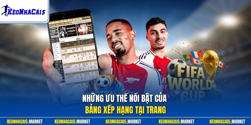 Những ưu thế nổi bật của bảng xếp hạng tại trang